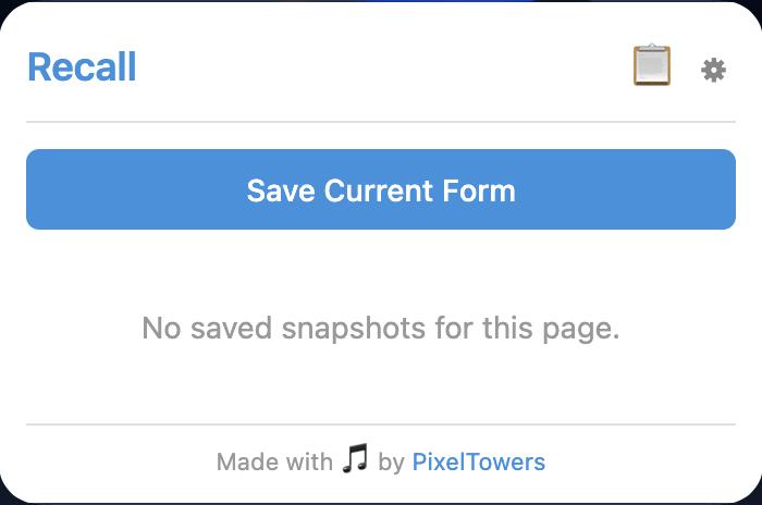 Recall popup — empty state